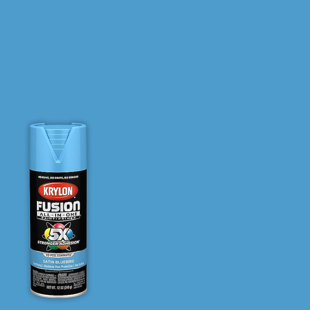 Krylon K02941007 Fusion All-in-One Spray Paint, Satin Bluebird, 12 oz.