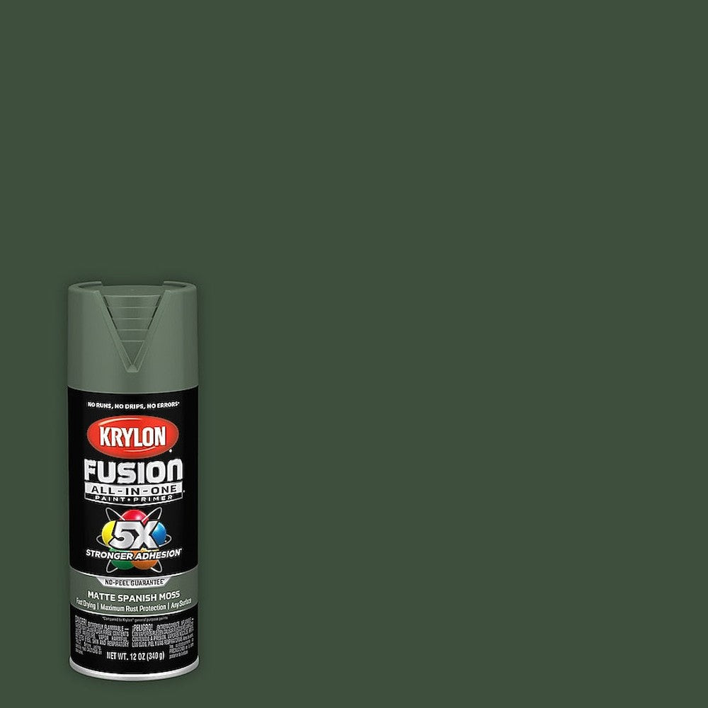 Krylon K02796007 Fusion All-in-One Spray Paint, Matte Spanish Moss, 12 oz.