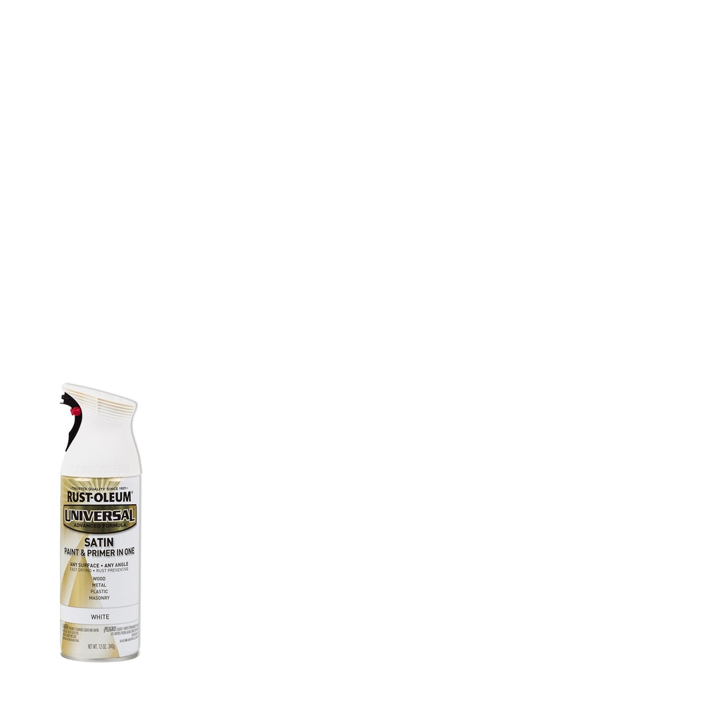 Rust-Oleum Universal 245210 Satin Paint & Primer In One Spray, White, 12 oz.