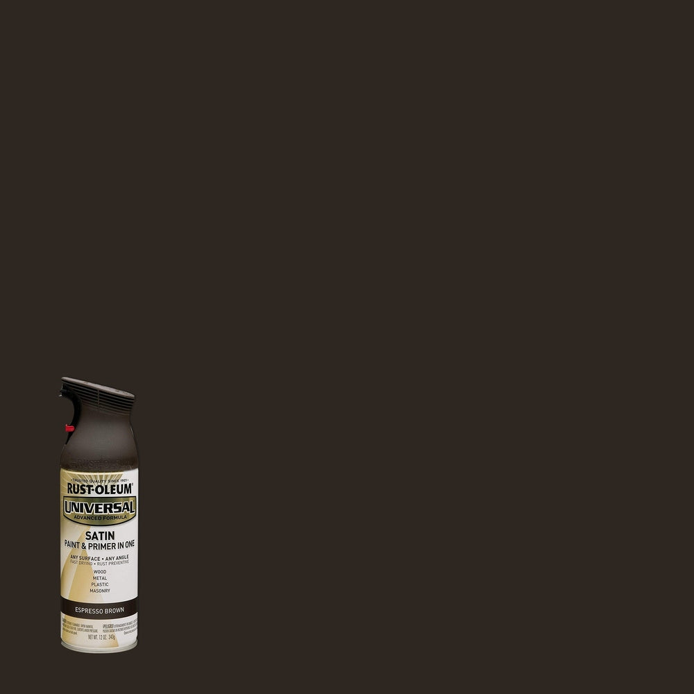Rust-Oleum Universal 247570 Satin Paint & Primer In One Spray, Espresso Brown, 12 oz.