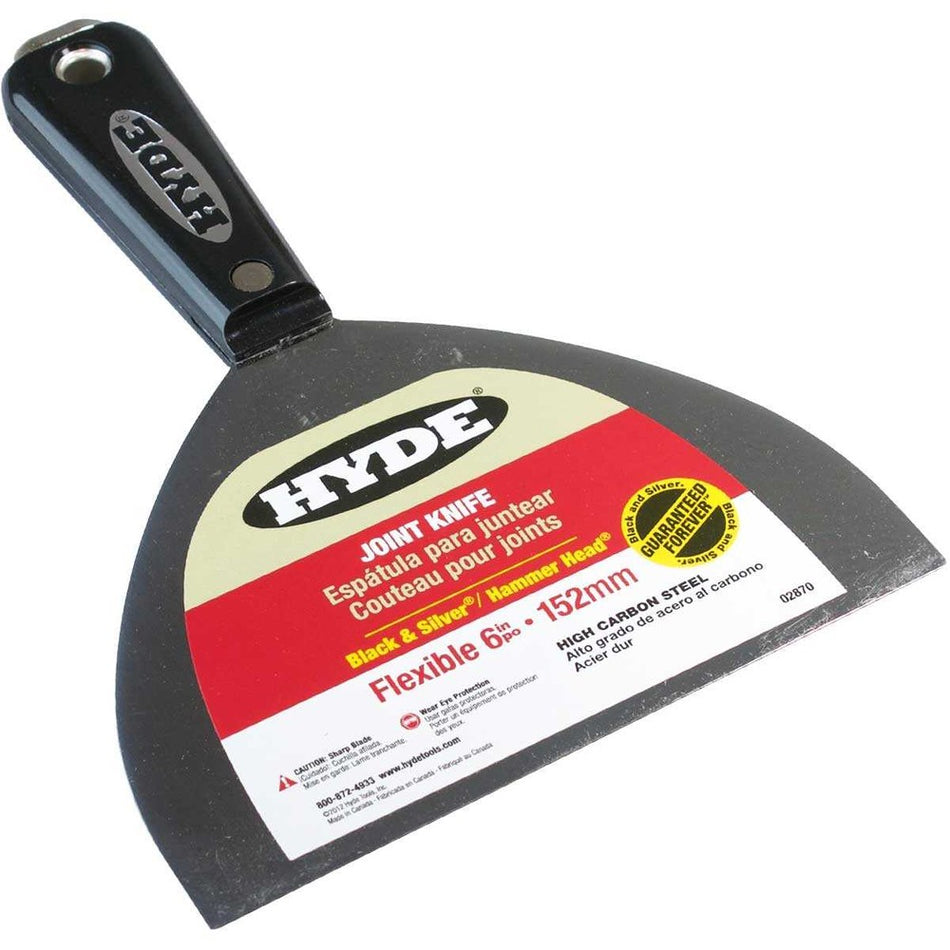 Hyde Tools 02870 6" Flexible Black & Silver Joint Knife With Hammer Head