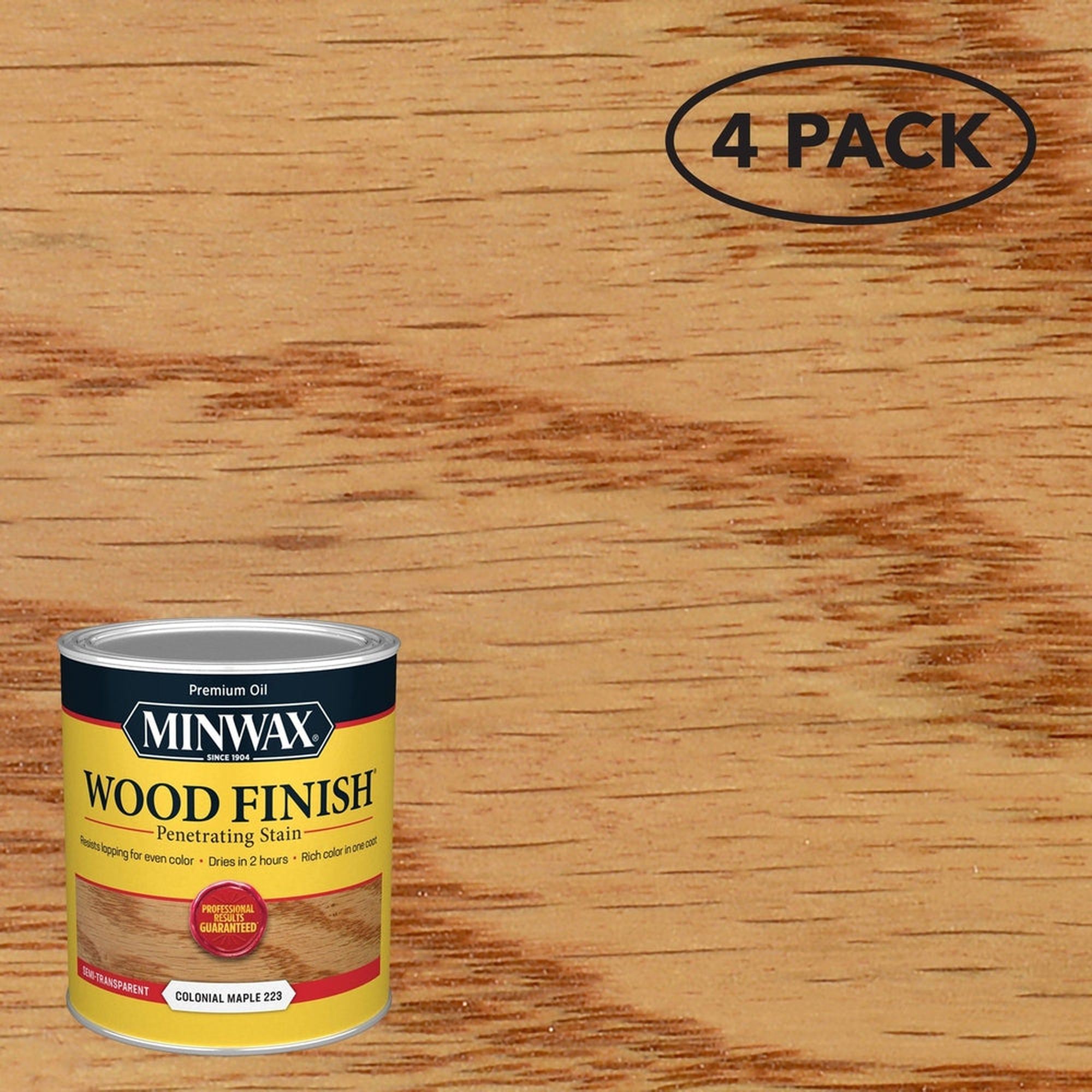 Minwax 70005 Wood Finish Penetrating Stain, Colonial Maple 223 – 1 Quart (Case of 4)