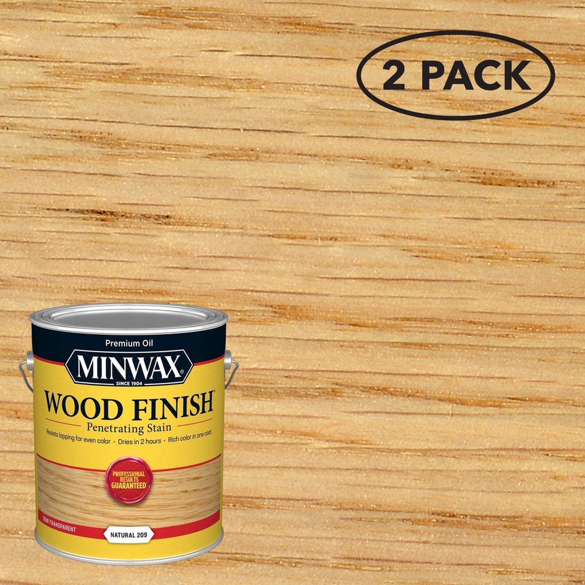 Minwax 71000 Wood Finish Penetrating Stain, Natural 209 – 1 Gallon (Case of 2)