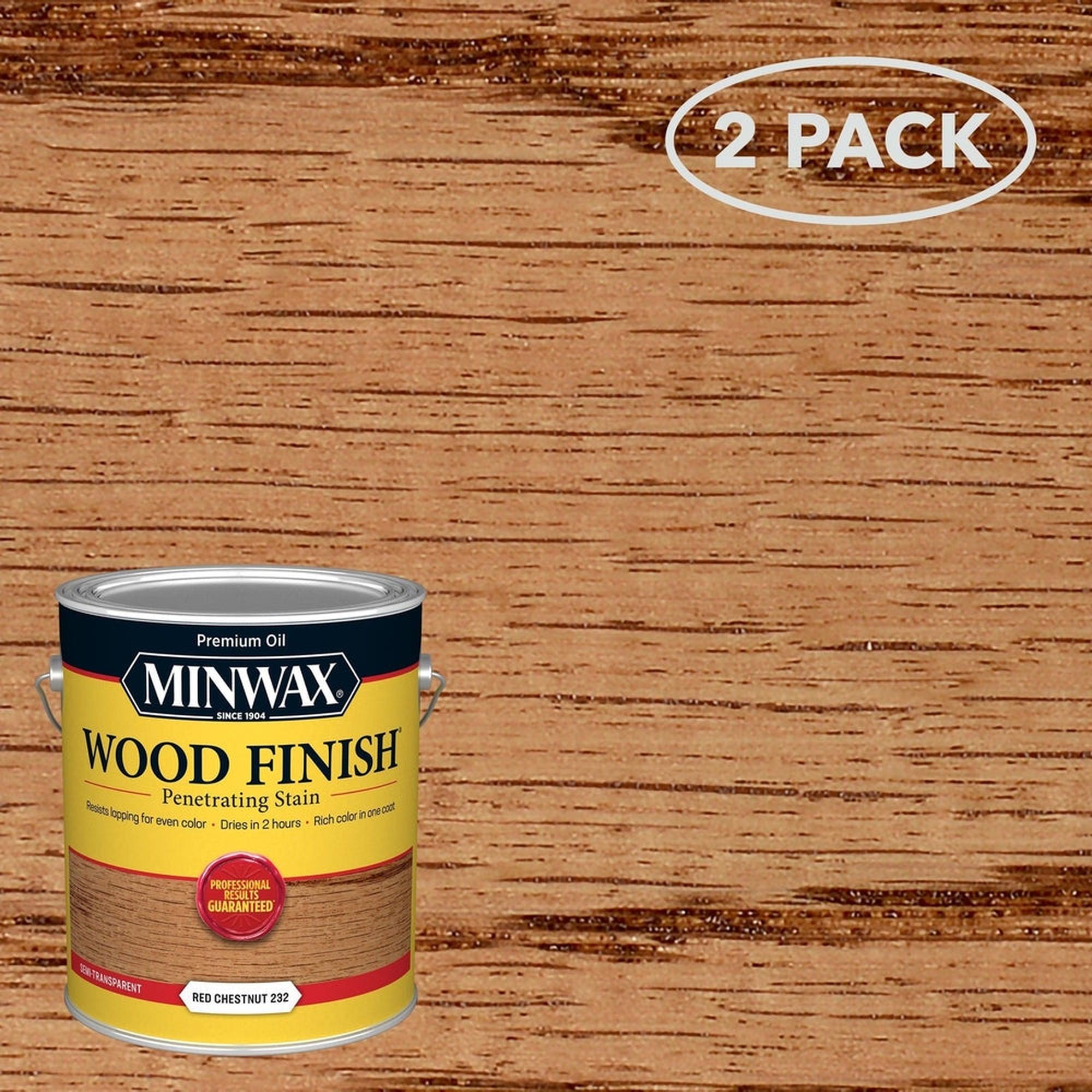 Minwax 71046 Wood Finish Penetrating Stain, Red Chestnut 232 – 1 Gallon (Case of 2)