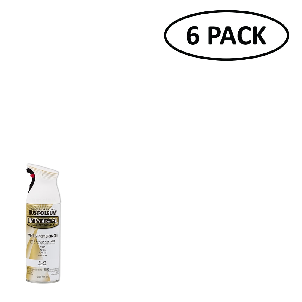 Rust-Oleum Universal 247564 Paint & Primer In One Spray, Flat White, 12 oz.