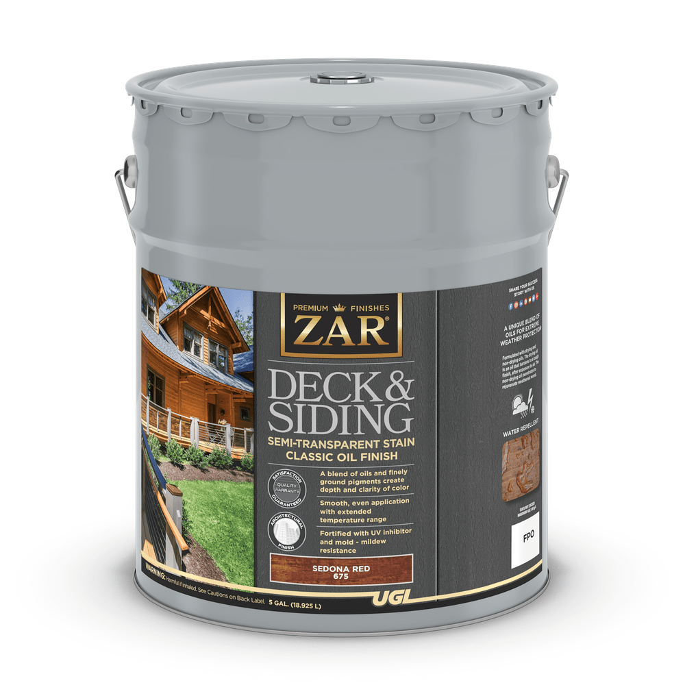 Sika 832886 Zar Deck & Siding Semi-Transparent Stain Classic Oil Finish, Five Gallons, Sedona Red