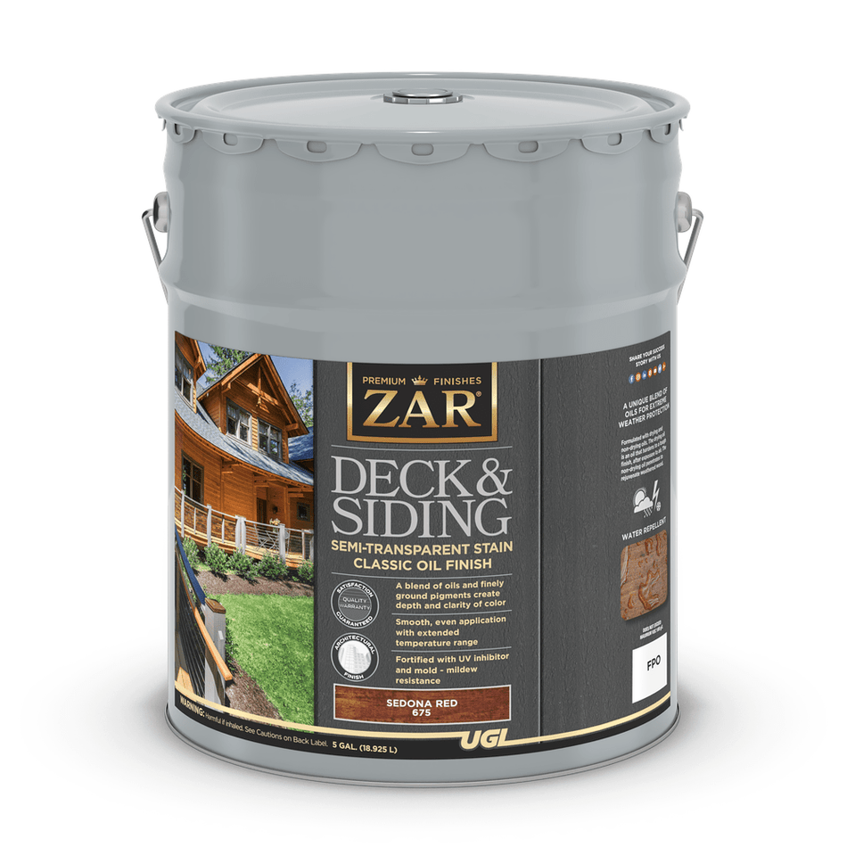 Sika 832886 Zar Deck & Siding Semi-Transparent Stain Classic Oil Finish, Five Gallons, Sedona Red