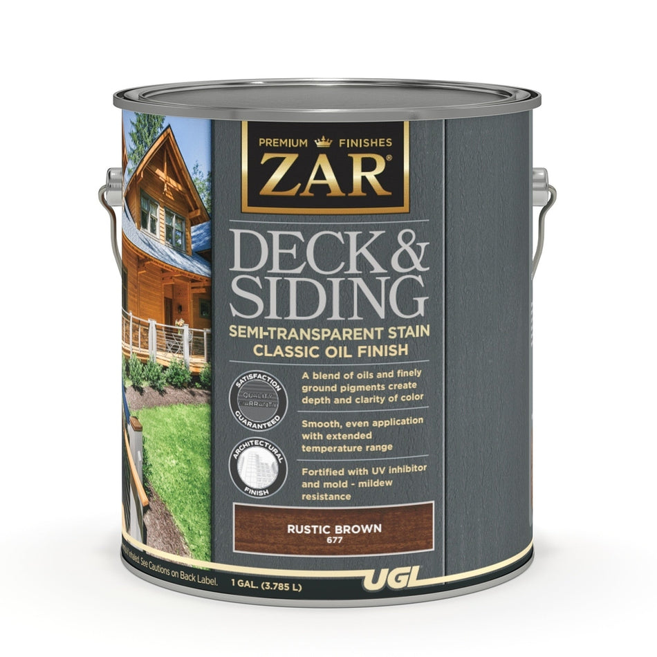 Sika 832889 Zar Deck & Siding Semi-Transparent Stain Classic Oil Finish, One Gallon, Rustic Brown