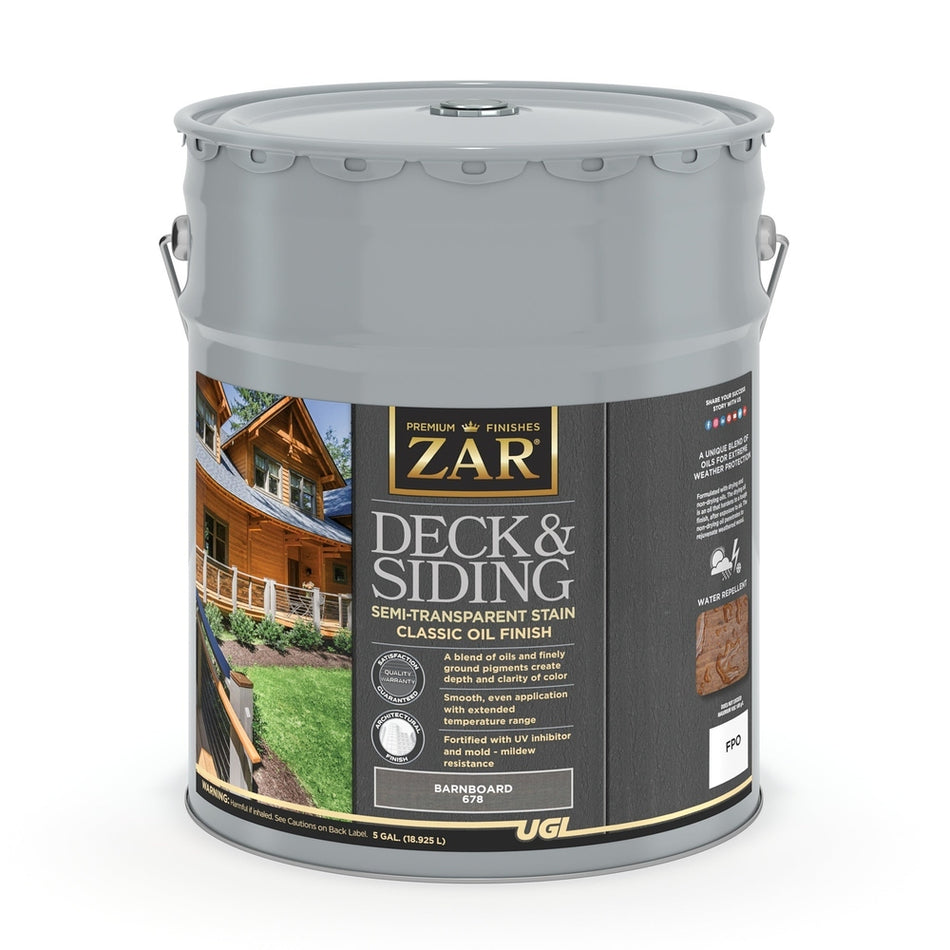 Sika 832892 Zar Deck & Siding Semi-Transparent Stain Classic Oil Finish, Five Gallons, Barnboard