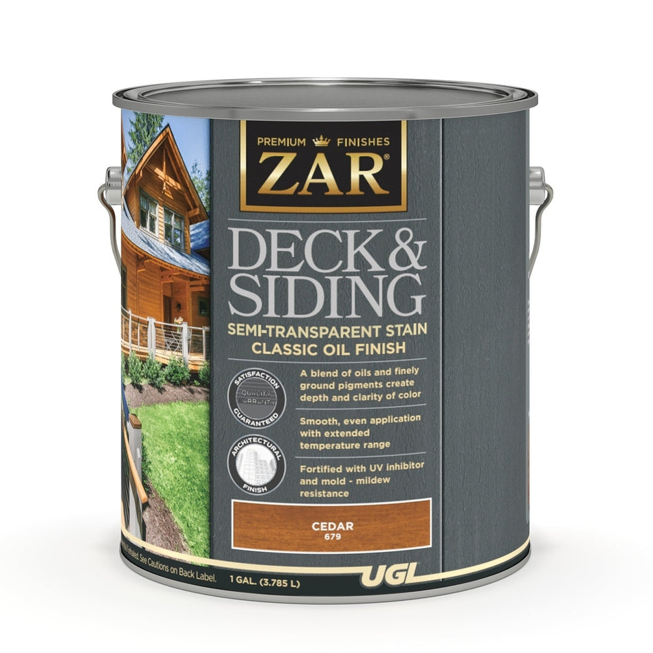 Sika 832893 Zar Deck & Siding Semi-Transparent Stain Classic Oil Finish, One Gallon, Cedar