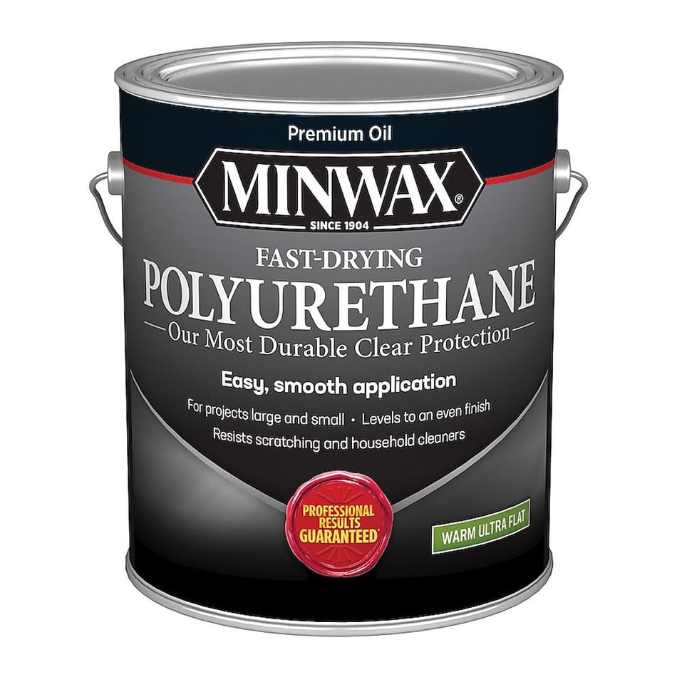 Minwax 710270000 1 Gallon Clear Warm Ultra Flat Fast-Drying Polyurethane
