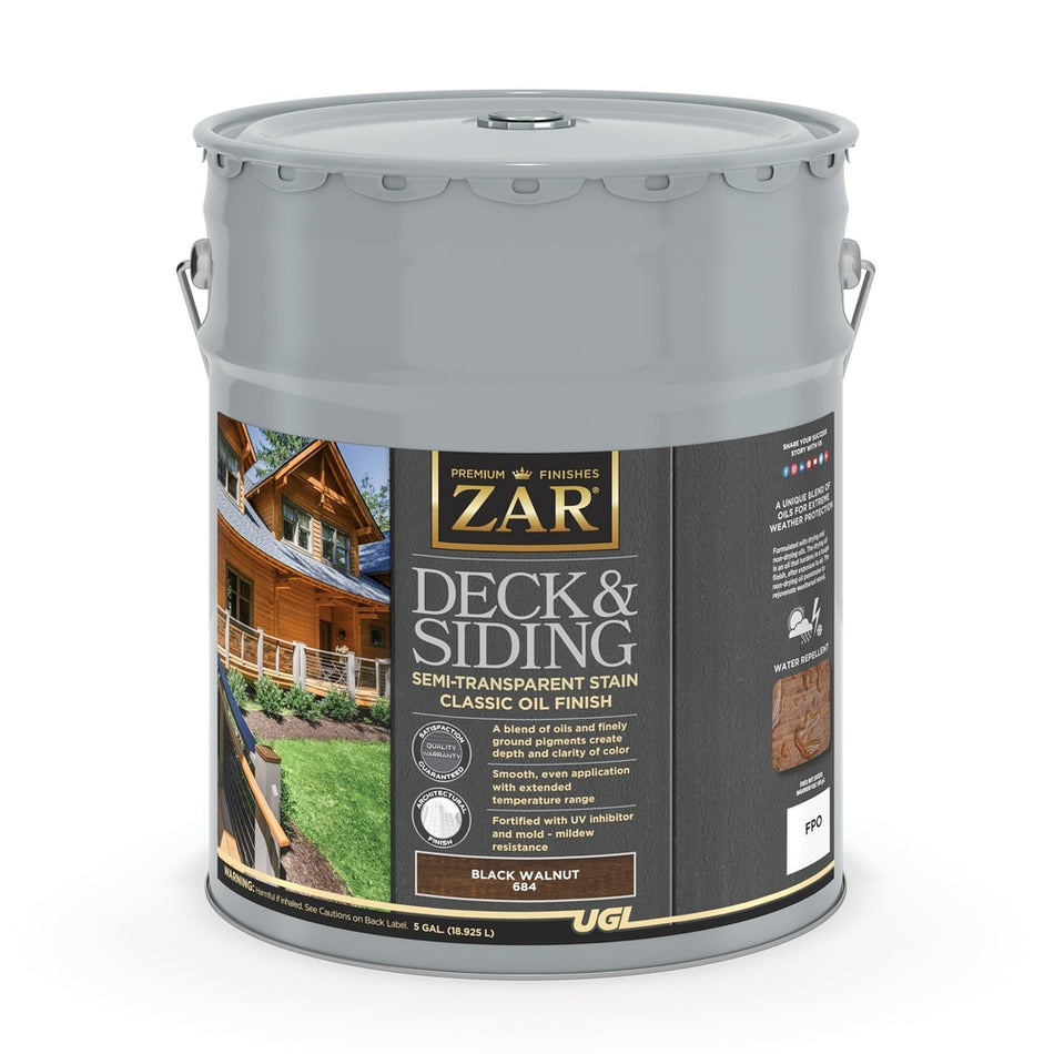 Sika 832896 Zar Deck & Siding Semi-Transparent Stain Classic Oil Finish, Five Gallons, Black Walnut
