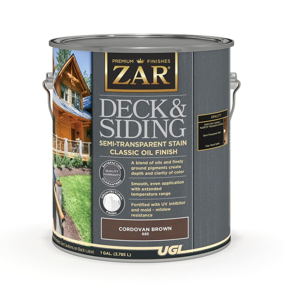 Sika 832897 Zar Deck & Siding Semi-Transparent Stain Classic Oil Finish, One Gallon, Cordovan Brown