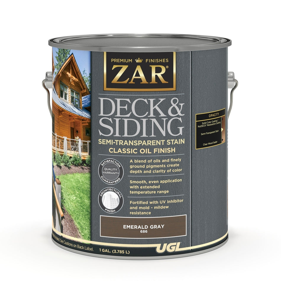 Sika 832899 Zar Deck & Siding Semi-Transparent Stain Classic Oil Finish, One Gallon, Emerald Gray