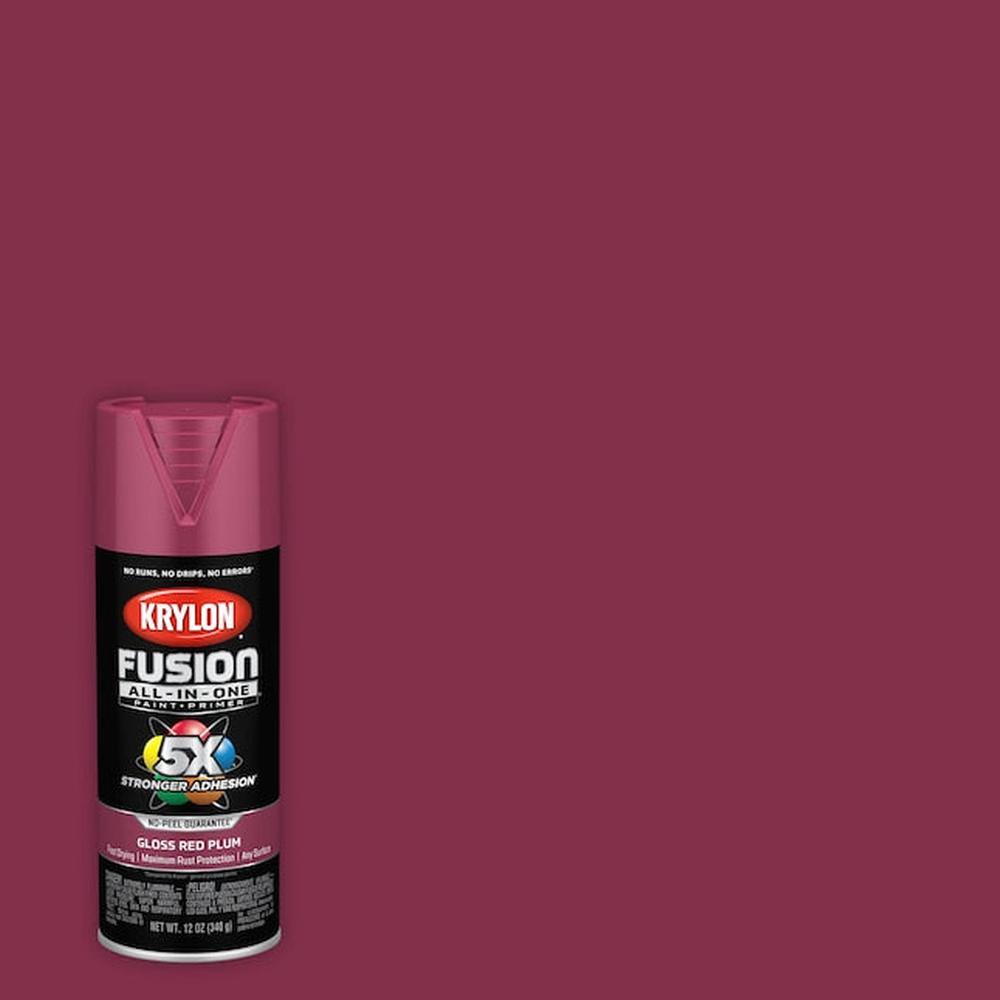 Krylon K02939007 Fusion All-in-One Spray Paint, Gloss Red Plum, 12 oz.