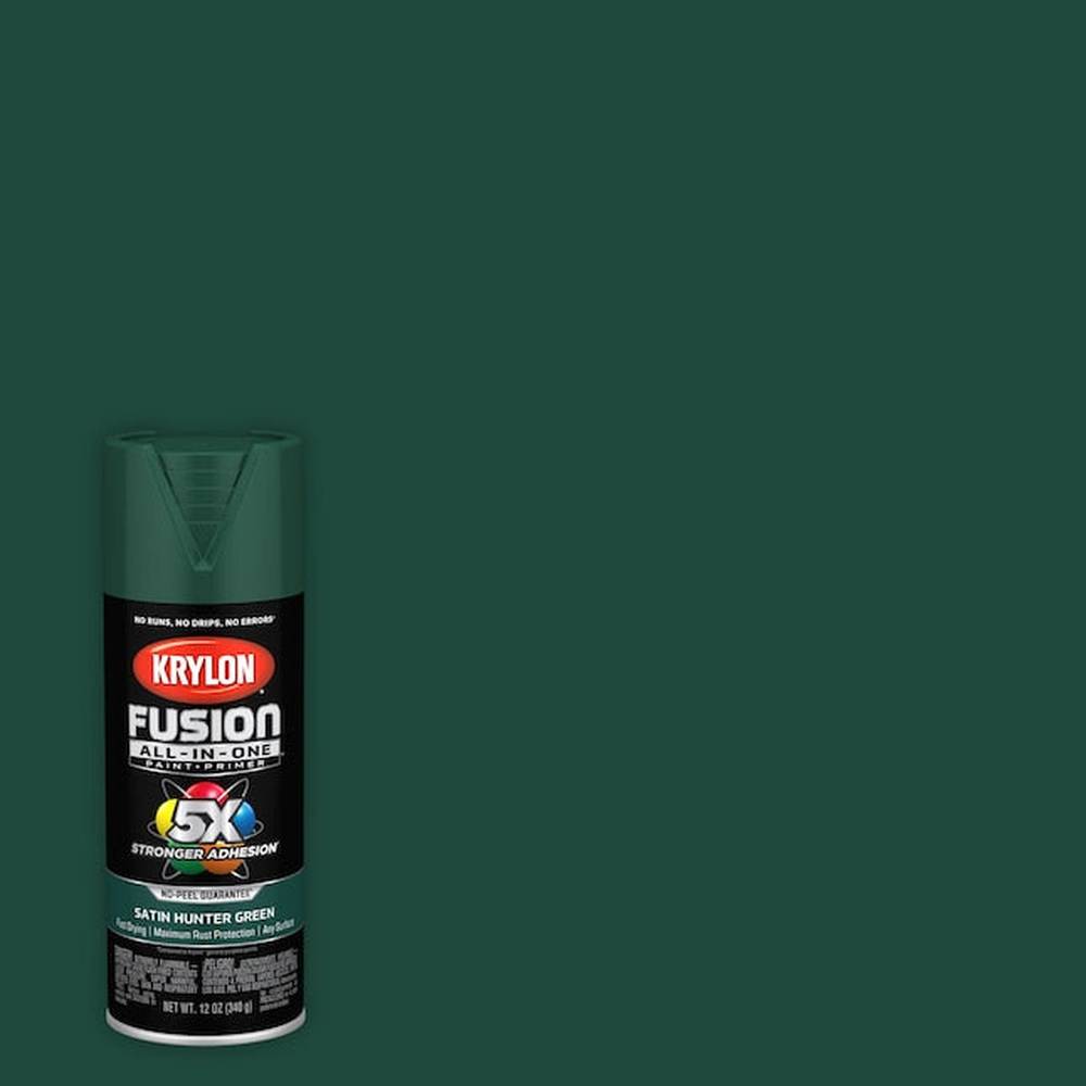 Krylon K02943007 Fusion All-in-One Spray Paint, Satin Hunter Green, 12 oz.