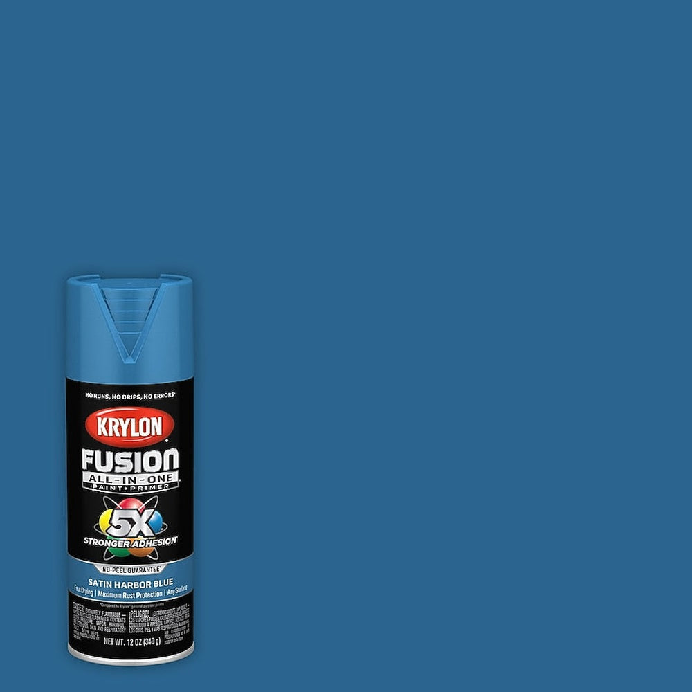 Krylon K02940007 Fusion All-in-One Spray Paint, Satin Harbor Blue, 12 oz.