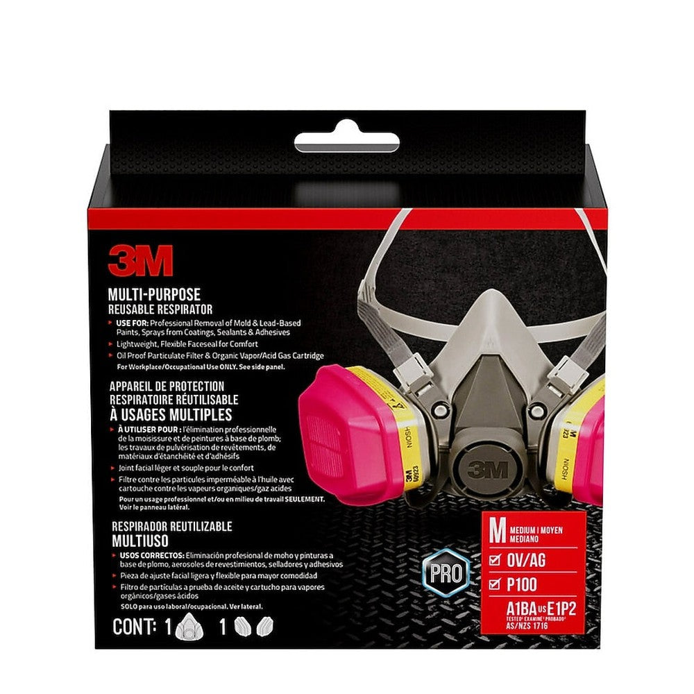 3M Performance Respirator 62023H1-DC, Multi-Purpose, OV/AG/P100, Medium