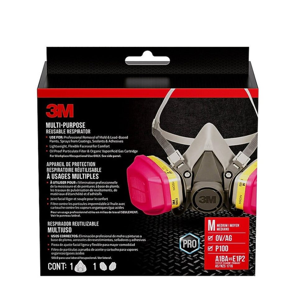 3M Performance Respirator 62023H1-DC, Multi-Purpose, OV/AG/P100, Medium