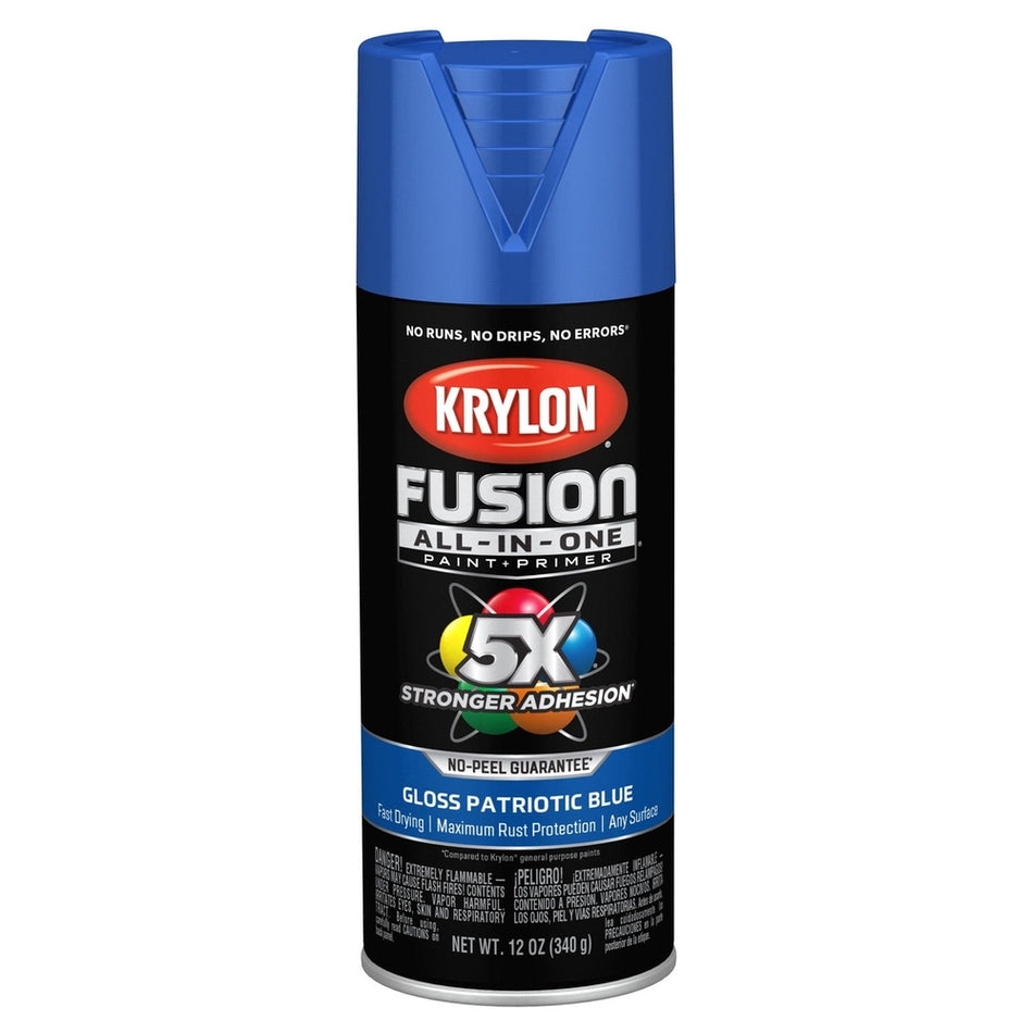 Krylon K02716007 Fusion All-in-One Spray Paint, Gloss Patriotic Blue, 12 oz.