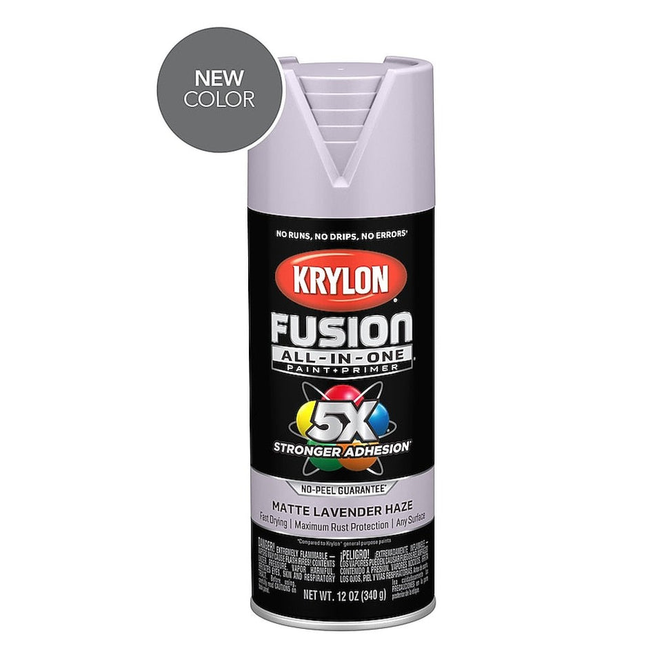 Krylon K02944007 Fusion All-in-One Spray Paint, Matte Lavender Haze, 12 oz.