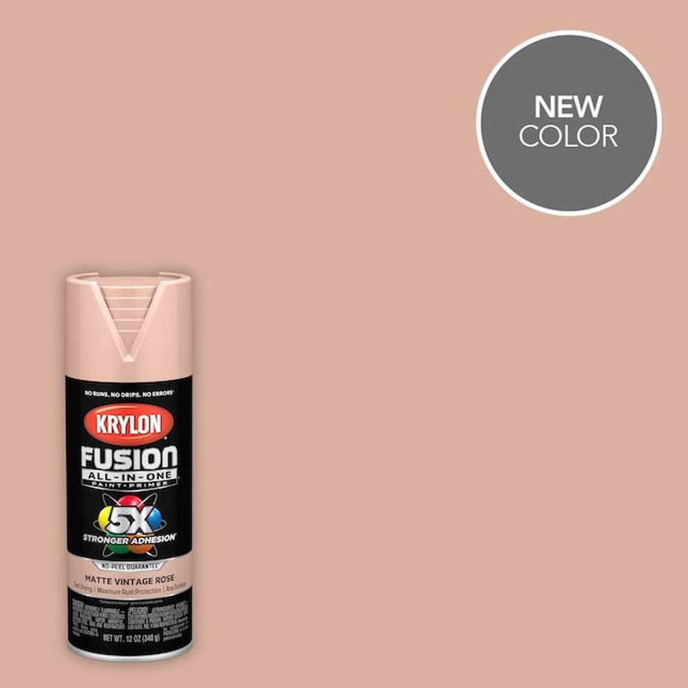Krylon K02947007 Fusion All-in-One Spray Paint, Matte Vintage Rose, 12 oz.