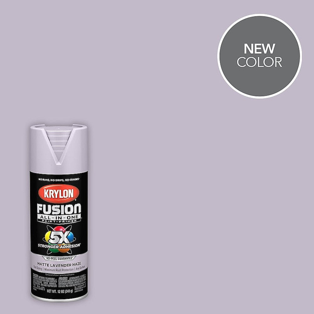Krylon K02944007 Fusion All-in-One Spray Paint, Matte Lavender Haze, 12 oz.