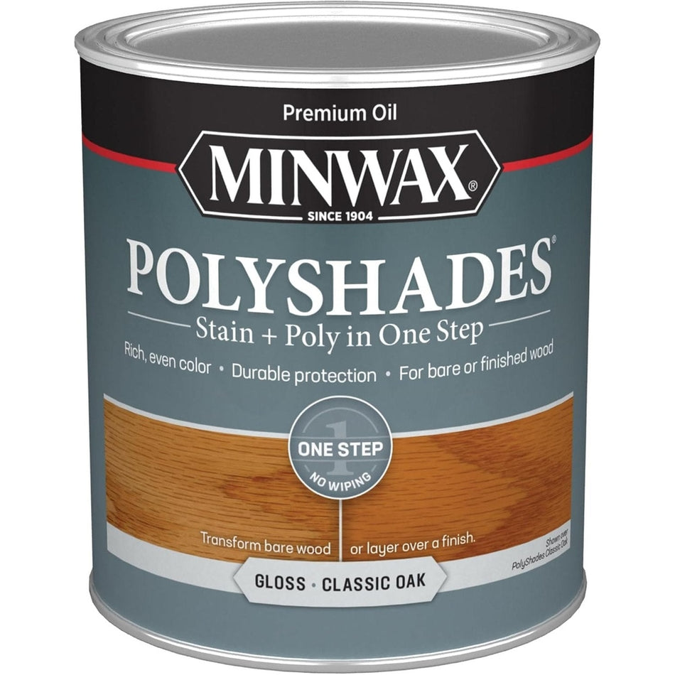 Minwax Polyshades Stain + Poly in One Step, 1 Quart, Gloss Classic Oak