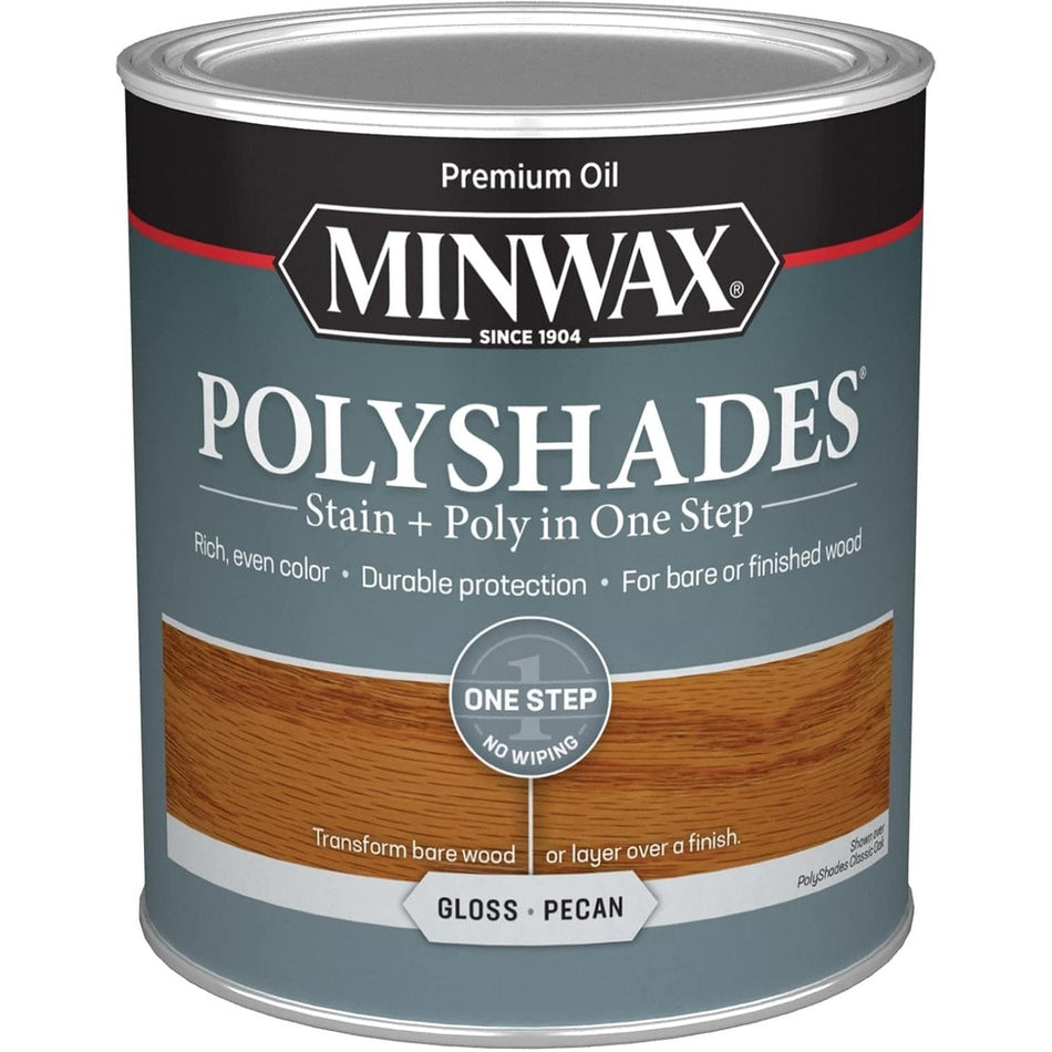 Minwax Polyshades Stain + Poly in One Step, 1 Quart, Gloss Pecan