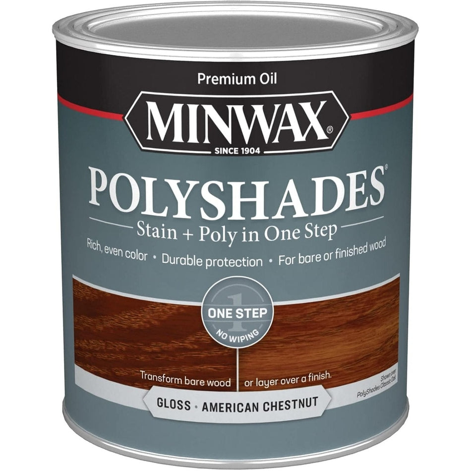 Minwax Polyshades Stain + Poly in One Step, 1 Quart, Gloss American Chestnut