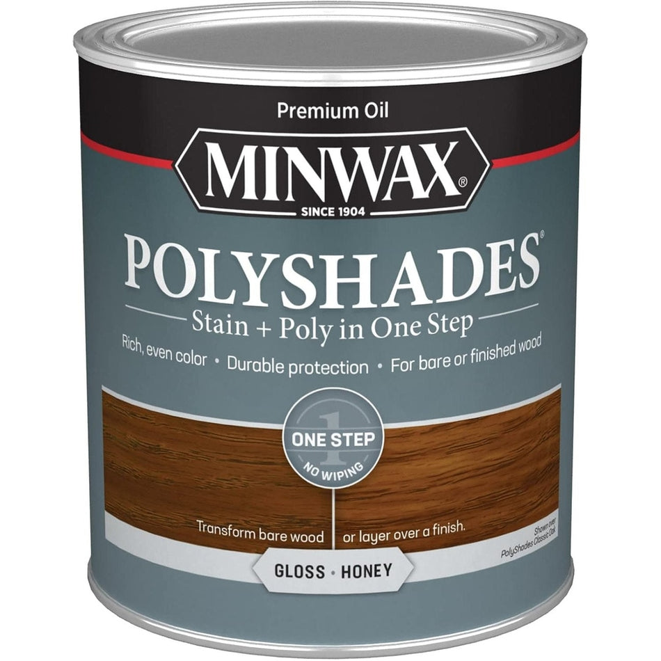 Minwax Polyshades Stain + Poly in One Step, 1 Quart, Gloss Honey