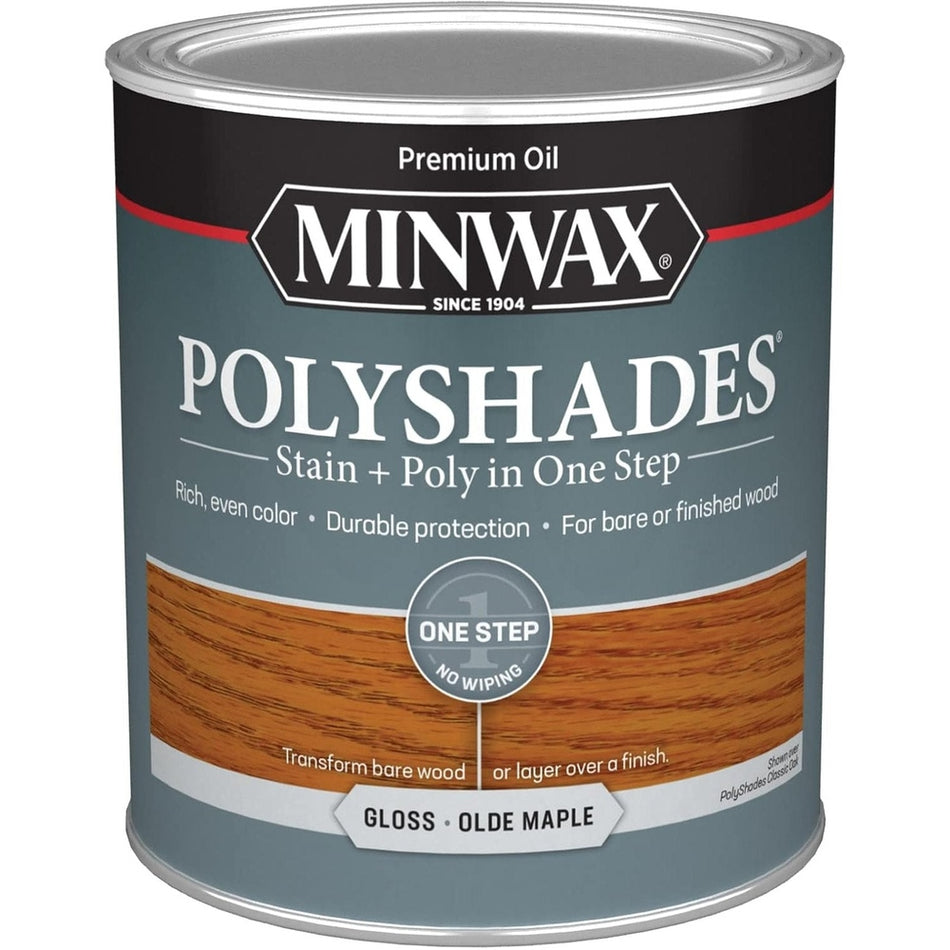 Minwax Polyshades Stain + Poly in One Step, 1 Quart, Gloss Olde Maple