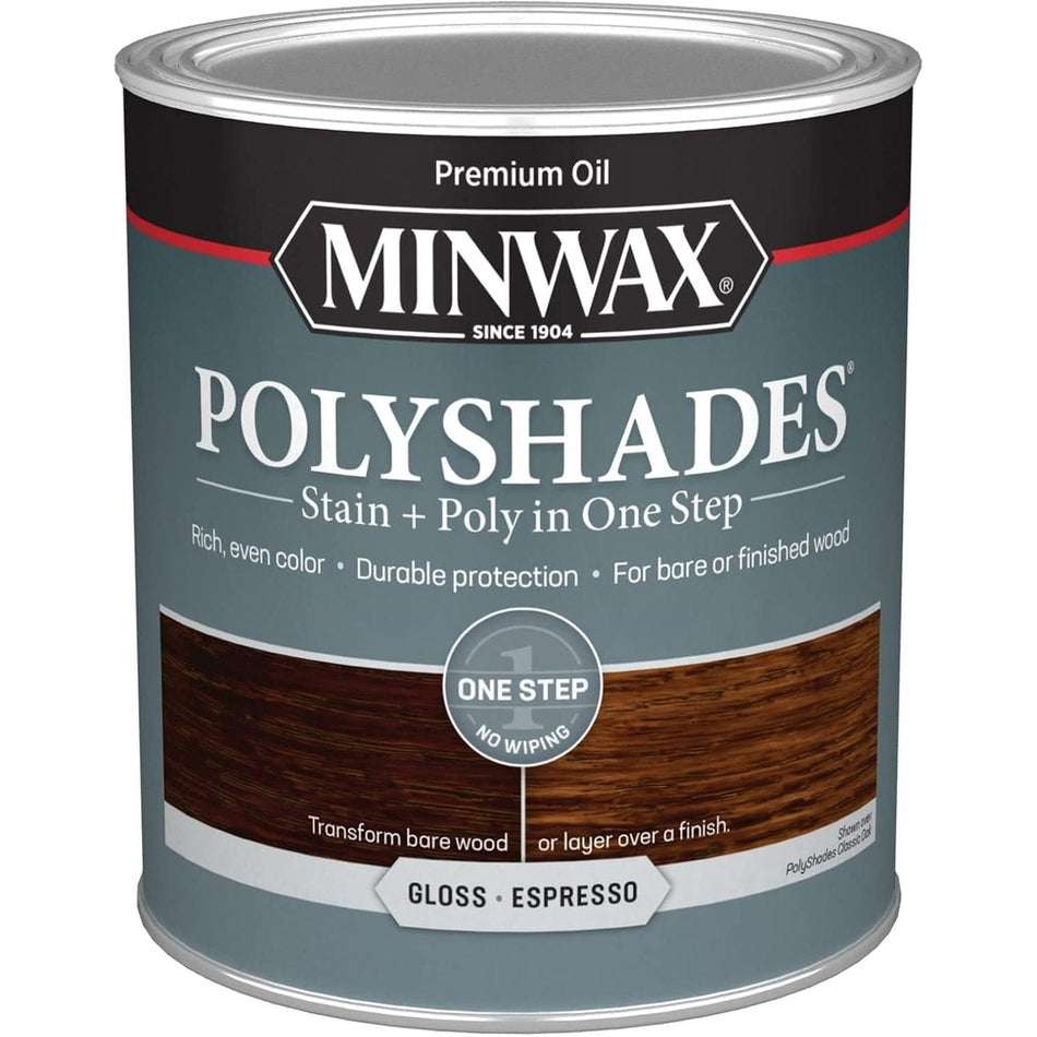 Minwax Polyshades Stain + Poly in One Step, 1 Quart, Gloss Espresso