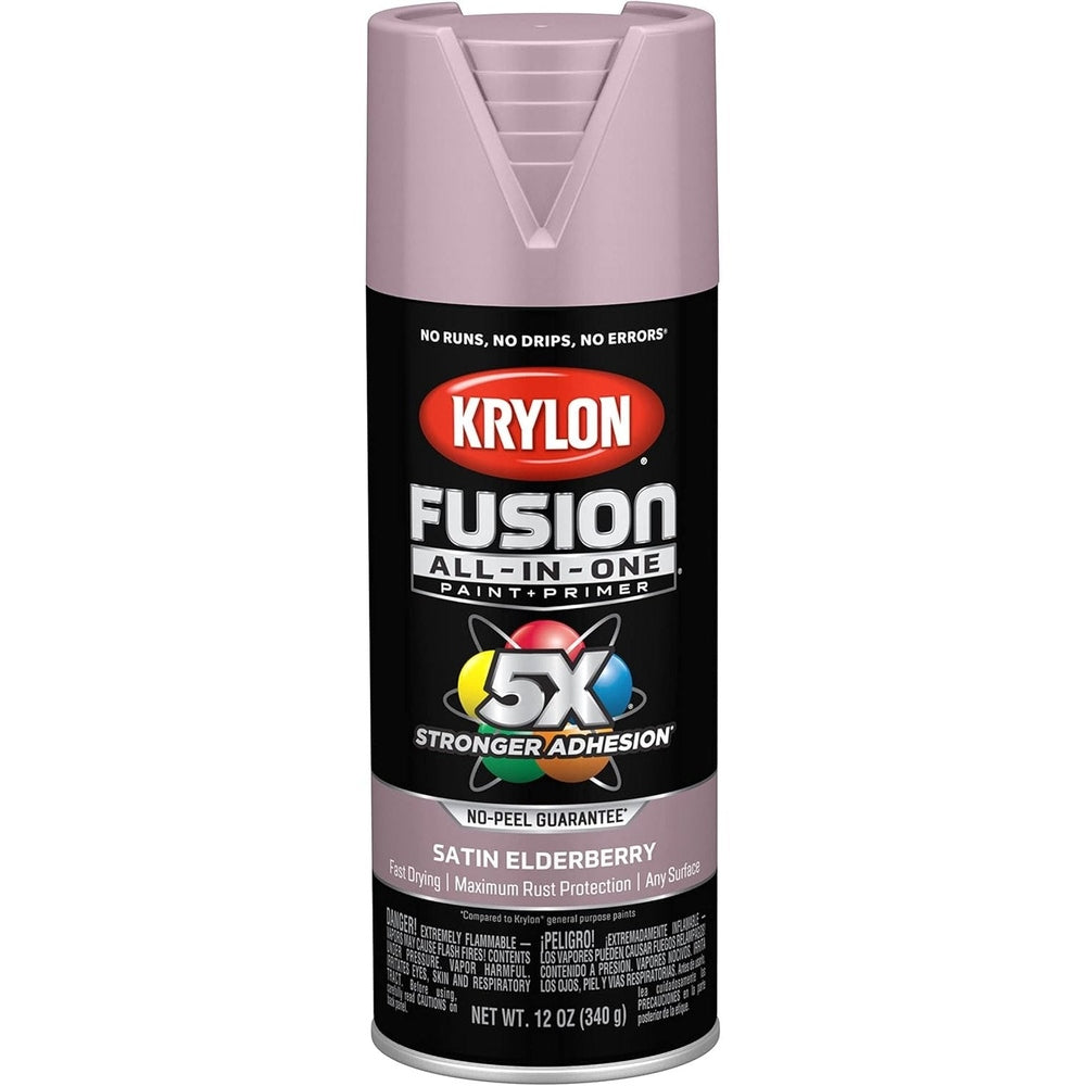 Krylon K02938007 Fusion All-in-One Spray Paint, Satin Elderberry, 12 oz.