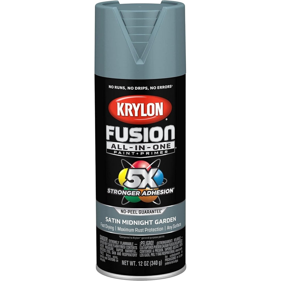 Krylon K02942007 Fusion All-in-One Spray Paint, Satin Midnight Garden, 12 oz.
