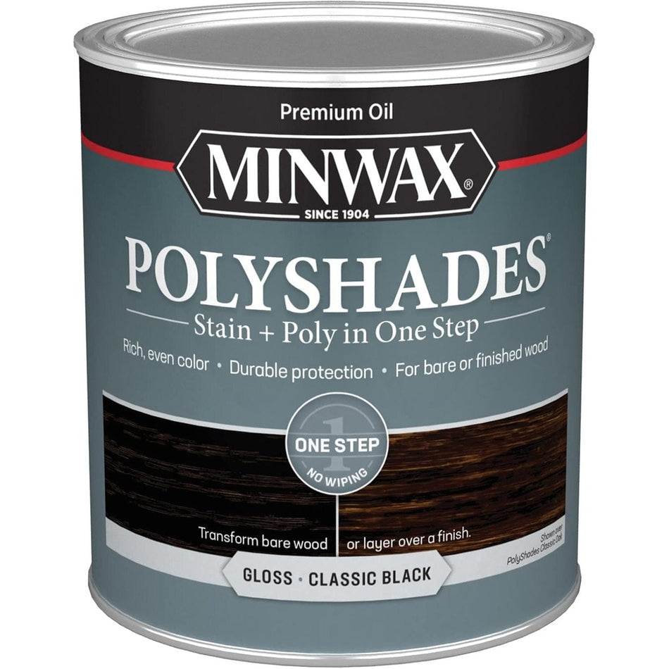 Minwax Polyshades Stain + Poly in One Step, 1 Quart, Gloss Classic Black