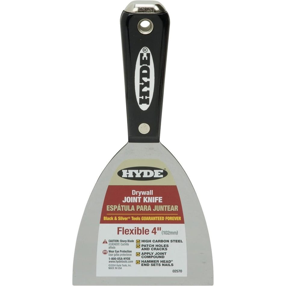Hyde Tools 02570 4" Flexible Black & Silver Joint Knife With Hammer Head