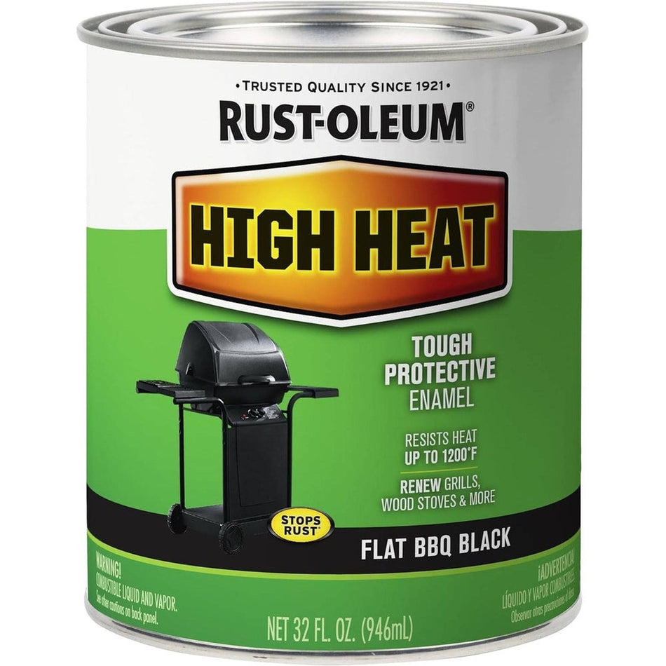 Rust-Oleum Specialty 7778502 High Heat Tough Protective Enamel, Flat Barbecue Black, 1 Quart