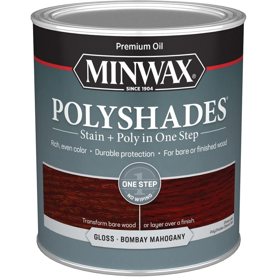 Minwax Polyshades Stain + Poly in One Step, 1 Quart, Gloss Bombay Mahogany