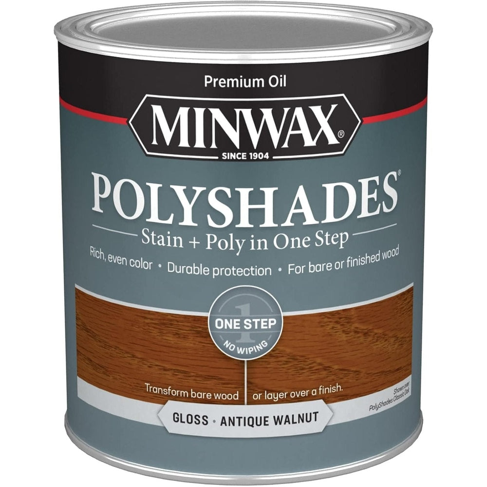 Minwax Polyshades Stain + Poly in One Step, 1 Quart, Gloss Antique Walnut