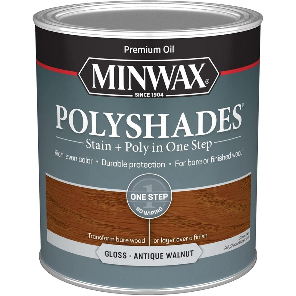 Minwax Polyshades Stain + Poly in One Step, 1 Quart, Gloss Antique Walnut