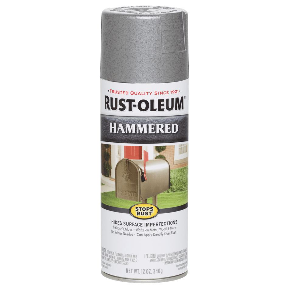 Rust-Oleum Stops Rust 7213830 Hammered Spray, Silver, 12 oz.