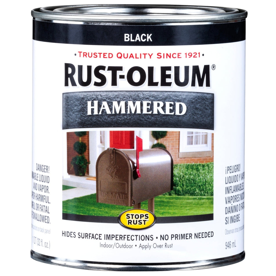 Rust-Oleum Stops Rust 7215502 Hammered Brush, Black, 1 Quart