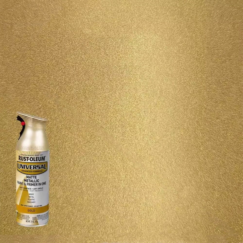 Rust-Oleum Universal 387992 Matte Metallic Paint & Primer In One Spray, Gold, 11 oz.