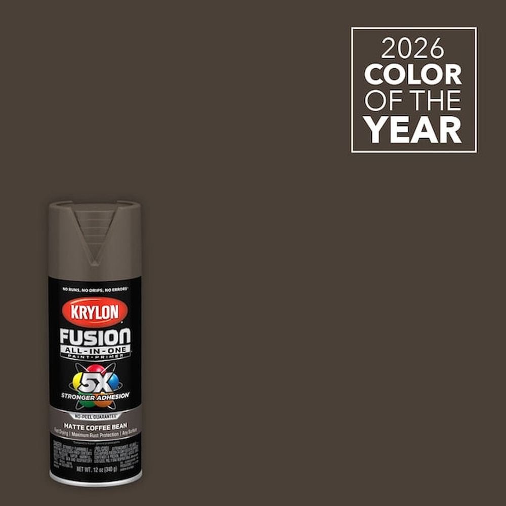 Krylon K02900007 Fusion All-in-One Spray Paint, Matte Coffee Bean, 12 oz.