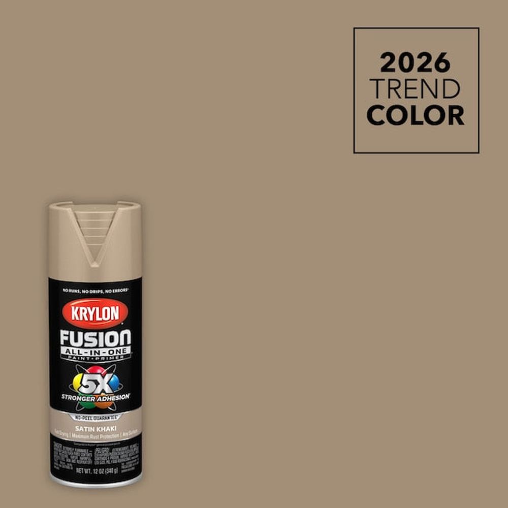 Krylon K02740007 Fusion All-in-One Spray Paint, Satin Khaki, 12 oz.