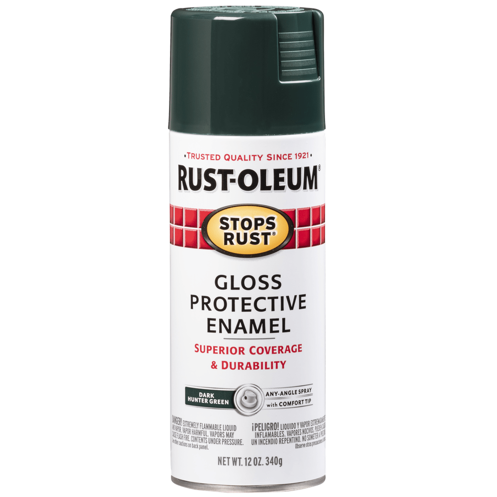 Rust-Oleum Stops Rust 7733830 Protective Enamel Spray, Gloss Dark Hunter Green, 12 oz.