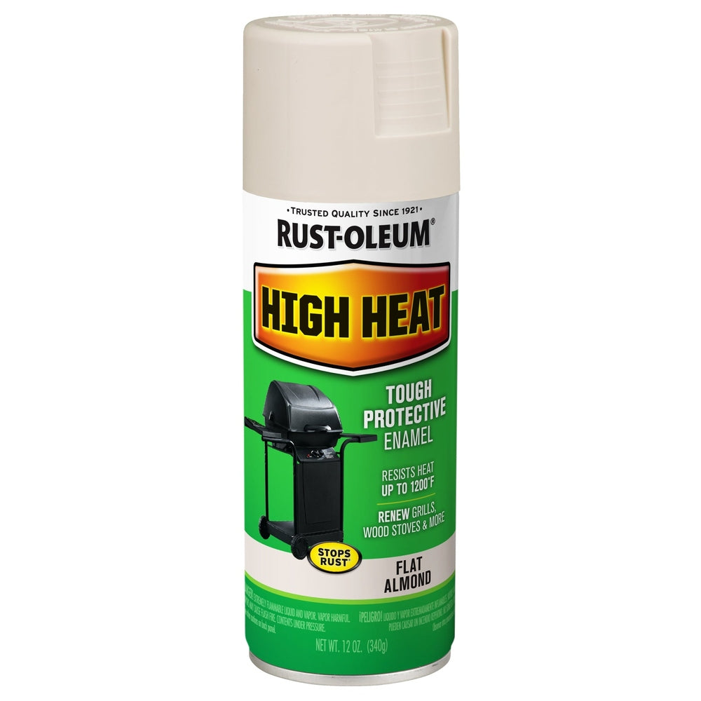 Rust-Oleum Specialty 7750830 High Heat Tough Protective Enamel Spray, Flat Almond, 12 oz.