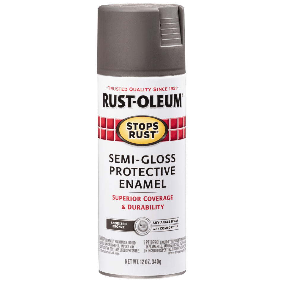 Rust-Oleum Stops Rust 7754830 Protective Enamel Spray, Semi-Gloss Anodized Bronze, 12 oz.