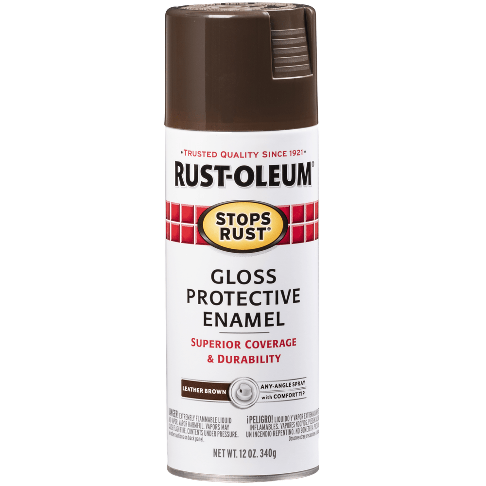 Rust-Oleum Stops Rust 7775830 Protective Enamel Spray, Gloss Leather Brown, 12 oz.